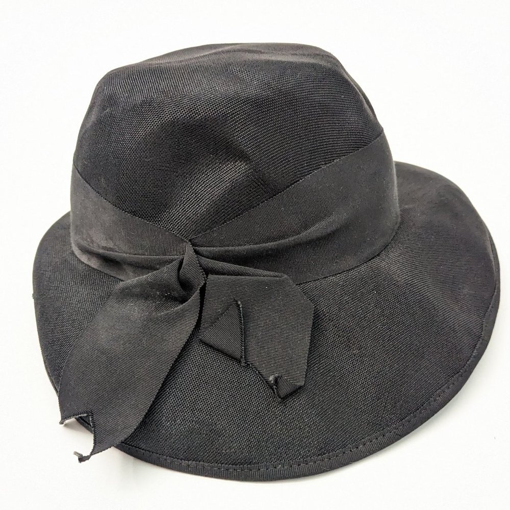 Vintage Black Hat with Ribbon and Bow